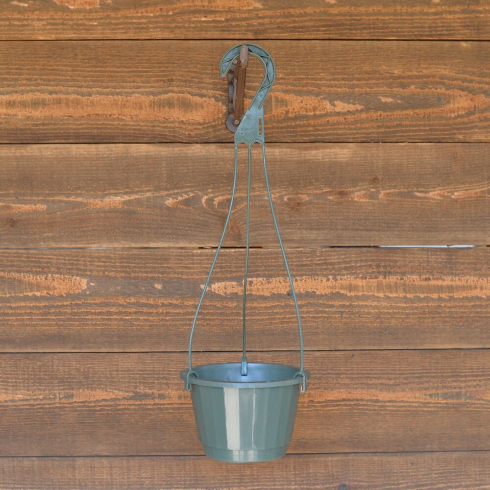 New Set of 6 6" Hanging Nursery Pots Green w/ Hangers Drainage Insert